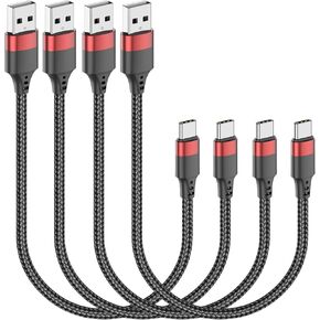 6 inch USB C Cable, Short USB to USB C Cable 4 Pack Braided USB Type C Charging Cable 0.5 FT Short USB C Cord for iPhone 16 15 Pro Max, Samsung Galaxy S24 S23 A35, Google Pixel 9, Moto G, Carplay