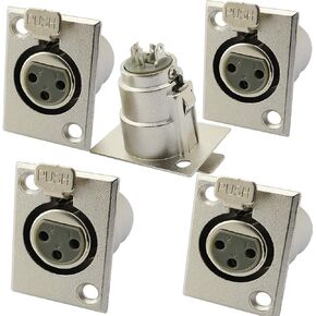 5pcs xlr 3pin أنثى مقبس مقبس لوحة مكبر صوت محول موصل Mount