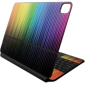Carbon Fiber Skin Compatible with Apple Magic Keyboard for iPad Air 13-inch (M2) 2024 - Rainbow Streaks - Premium 3M Vinyl Protective Decal Cover - Easy to Apply | Crafted in The USA by MightySkins