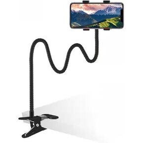 Cell Phone Clip on Stand Holder -Flexible Long Arms Gooseneck Clip Clamp Stand Universal Cell Phone Holder, DIY Flexible Gooseneck Mounts with Multiple Function