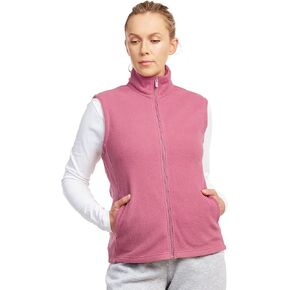 Sofra Women's Polar Fleece Full Zip Up Winter Vest (L, D.Rose)