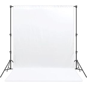 Backdrop for Photoshoot - Photography Muslin Curtain for Streaming,Zoom,Photo Booth,Video Recording and Parties（White-6X9ft