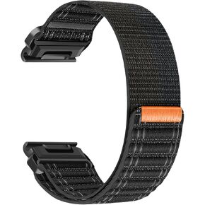 Nylon Watch Band for Garmin Fenix 8 51 mm/Fenix 7X Pro Solar/7X Pro/7X Solar/7X/6X Pro/6X/Enduro 3/Descent Mk3i/Instinct 2X/Tactix 7, Sport Wristband Replacement Strap for Garmin QuickFit 26 mm