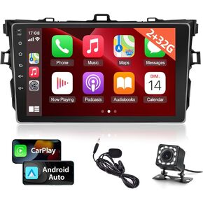 Android Car Stereo for Toyota Corolla 2006 2007 2008 2009 2010 2011 2012, 9inch Touchscreen Radio with Carplay and Android Auto + Backup Camera+Mic[2+32G]
