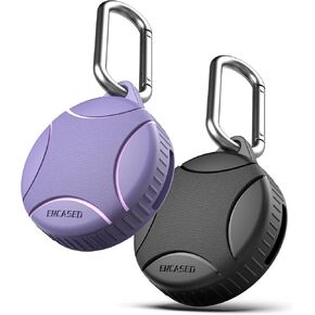 Encased Waterproof Airtag Case Compatible with Apple Airtag Keychain Holder Black Purple - 2 Pack