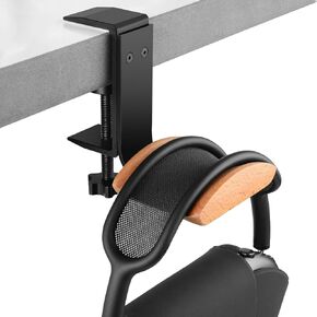 Linkidea Headphone Stand Hanger Compatible with Airpods Max, Bracket Wood Headphone Headset Hanger Holder, Clamp Rack Hook Under Desk Table Headphone Hanger Holder (Beech)