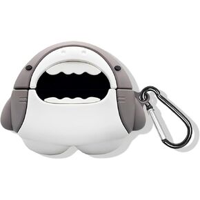 SKPY 3D Cute Cartoon Shark Design Rugged Shockproof Case Compatible with JBL Vibe Beam/Vibe 200TWS Soft Silicone with Carabiner for Boys Girls Womens Mens