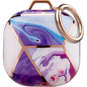 LJFLYXRI for Galaxy Buds 2 Pro Clear Hard PC Case Cover,TPU Protective Case for Women Girls with Keychain Full Body Protective Cover for Samsung Galaxy Buds 2/Pro/2 Pro/Live Charging Box (Purple)