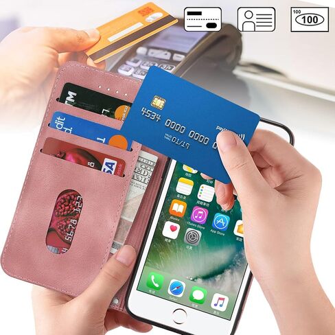 Jaorty for iPhone SE 3rd 2022/SE 2nd 2020 Phone Case Wallet with Wrist Strap,Wallet Case for iPhone 8/7 with Card Holder for Women,Cash Pocket PU Leather Magnetic with Kickstand,4.7" Matte Rose Gold in Kuwait