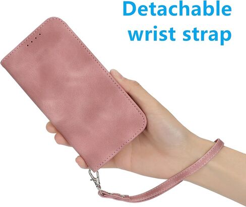 Jaorty for iPhone SE 3rd 2022/SE 2nd 2020 Phone Case Wallet with Wrist Strap,Wallet Case for iPhone 8/7 with Card Holder for Women,Cash Pocket PU Leather Magnetic with Kickstand,4.7" Matte Rose Gold in Kuwait