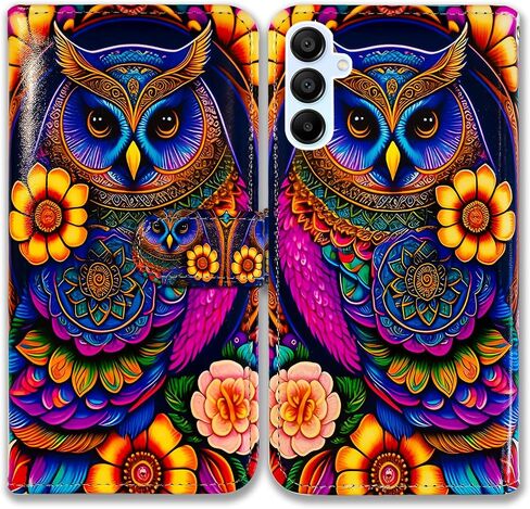 Case for Galaxy A25 5G,Colorful Owl Mandala Flower Leather Flip Phone Case Wallet Cover with Card Slot Holder Kickstand for Samsung Galaxy A25 5G in Saudi Arabia