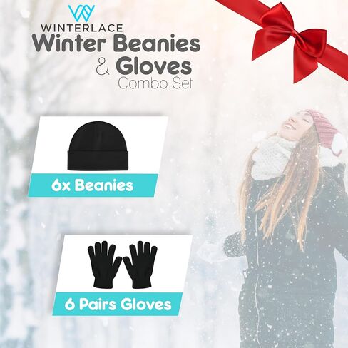 12 Pack Winter Beanies & Gloves Set, Stretchy Knit Unisex Men Women Toboggan Skull Cap in Saudi Arabia