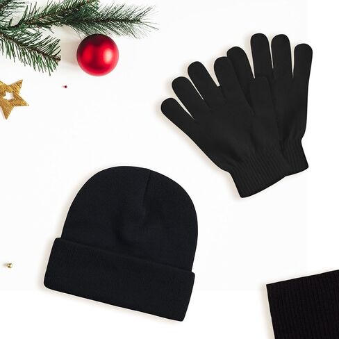 12 Pack Winter Beanies & Gloves Set, Stretchy Knit Unisex Men Women Toboggan Skull Cap in Saudi Arabia