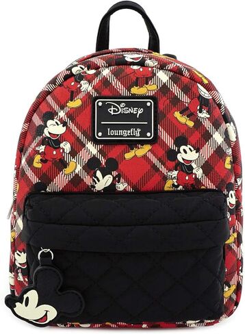 Loungefly x Mickey Mouse Plaid Mini Backpack (One Size, Red/Black) in Saudi Arabia