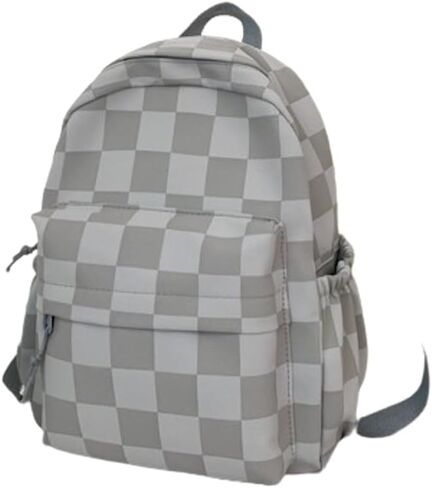 Selena Small Cosmetic Bag Checkerboard Mini Daypack with Accessories Kawaii Aesthetic Cute Backpack (with Accessories,Beige) in Saudi Arabia