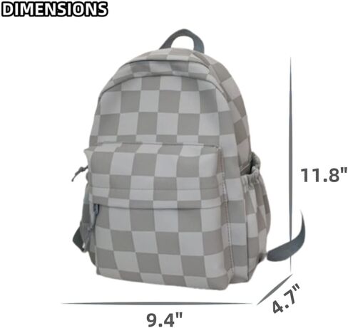 Selena Small Cosmetic Bag Checkerboard Mini Daypack with Accessories Kawaii Aesthetic Cute Backpack (with Accessories,Beige) in Saudi Arabia