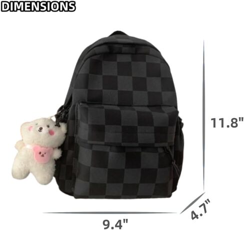 Selena Small Cosmetic Bag Checkerboard Mini Daypack with Accessories Kawaii Aesthetic Cute Backpack (with Accessories,Beige) in Saudi Arabia