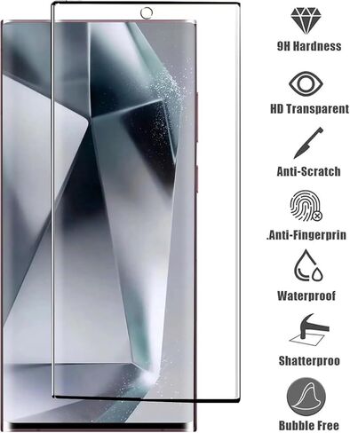 [2+2 Pack] بالنسبة إلى Samsung Galaxy S24 Ultra 5G شاشة الحامي ، واقي عدسة الكاميرا الزجاجية ، ودعم البصمات الحساسة ، ودعم البصمات ، و 9 ساعات. in Kuwait