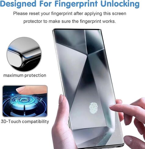 [2+2 Pack] بالنسبة إلى Samsung Galaxy S24 Ultra 5G شاشة الحامي ، واقي عدسة الكاميرا الزجاجية ، ودعم البصمات الحساسة ، ودعم البصمات ، و 9 ساعات. in Kuwait