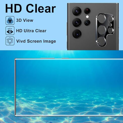 [2+2 Pack] بالنسبة إلى Samsung Galaxy S24 Ultra 5G شاشة الحامي ، واقي عدسة الكاميرا الزجاجية ، ودعم البصمات الحساسة ، ودعم البصمات ، و 9 ساعات. in Kuwait