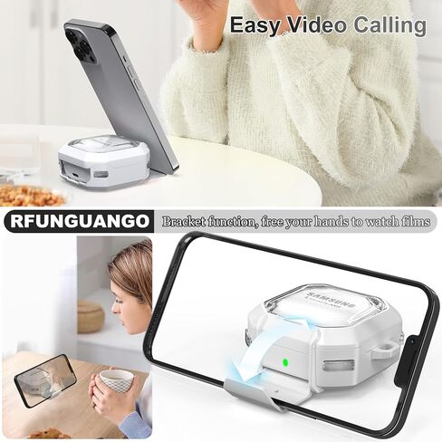 RFUNGUANGO for Samsung Galaxy Buds 2 Pro/Buds Pro/Buds Live/Buds 2 Case Cover/Galaxy Buds FE (2023), Military Carbon Fiber case with Keychain/Zipper/with Cleaner Kit(Anti-Drop Lock)-Blue in Kuwait