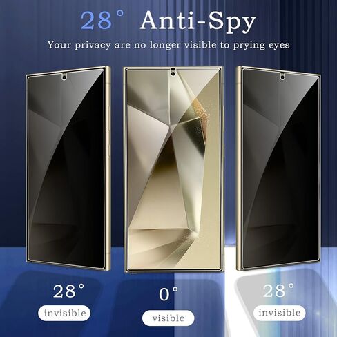 2 Pack Privacy Screen Protector for Samsung Galaxy S24 Ultra, Anti-Spy Tempered Glass Film, 9H Hardness, Upgrade Edge Protection, Easy Installation, Bubble Free, Case Friendly in Kuwait
