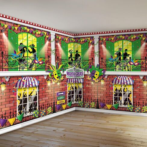 7 × 12 قدمًا من النسيج Mardi Gras خلفية Mardi Gras زخارف الحفلات ، خلفيات تنكر خلفيات Mardi Gras شارع الشرفة الخلفية لافتة الكرنفال Mardi Gras Party Supplies for Masquerade in Kuwait