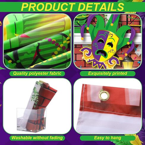 7 × 12 قدمًا من النسيج Mardi Gras خلفية Mardi Gras زخارف الحفلات ، خلفيات تنكر خلفيات Mardi Gras شارع الشرفة الخلفية لافتة الكرنفال Mardi Gras Party Supplies for Masquerade in Kuwait