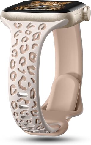CreateGreat Slim Leopard Engraved Bands Compatible with Apple Watch Band 41mm 40mm 38mm 49mm 46mm 45mm 44mm 42mm Women, Cheetah Silicone Strap for iWatch Series 10 9 8 7 6 5 4 3 2 1,Ultra,SE in Saudi Arabia