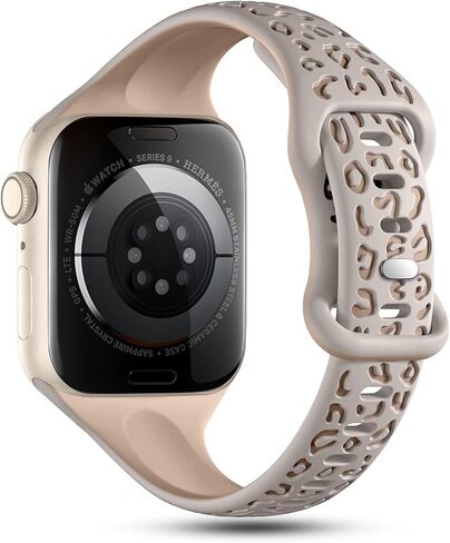 CreateGreat Slim Leopard Engraved Bands Compatible with Apple Watch Band 41mm 40mm 38mm 49mm 46mm 45mm 44mm 42mm Women, Cheetah Silicone Strap for iWatch Series 10 9 8 7 6 5 4 3 2 1,Ultra,SE in Saudi Arabia