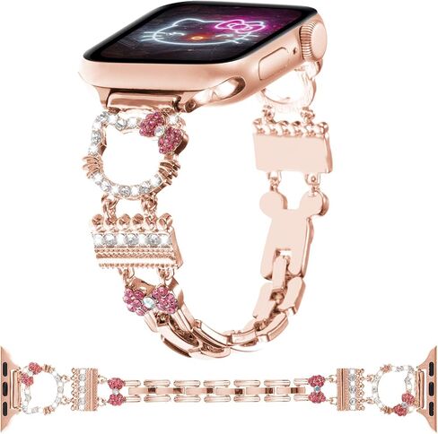 Metal Band Compatible with Apple Watch 38mm 40mm 41mm 42mm 44mm 45mm 46mm 49mm, Bling Diamond Jewelry Metal Strap Dressy Fancy Cute Bracelet Wristband for iWatch Series 10 9 8 7 6 5 4 3 2 1 SE in Saudi Arabia