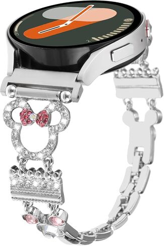 شريط سوار معدني لطيف متوافق مع ساعة Galaxy Watch 7 6 5 4 Fe Band 40mm 44mm/Watch 6 4 Classic/Active 2/Watch 5 Pro Band 45mm Women ، 20mm Bling Diamond Jewelry Metal Strap Harey Fancy Bandband in Kuwait