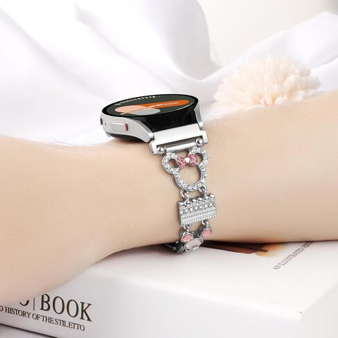 شريط سوار معدني لطيف متوافق مع ساعة Galaxy Watch 7 6 5 4 Fe Band 40mm 44mm/Watch 6 4 Classic/Active 2/Watch 5 Pro Band 45mm Women ، 20mm Bling Diamond Jewelry Metal Strap Harey Fancy Bandband in Kuwait