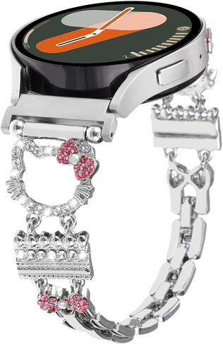 شريط سوار معدني لطيف متوافق مع ساعة Galaxy Watch 7 6 5 4 Fe Band 40mm 44mm/Watch 6 4 Classic/Active 2/Watch 5 Pro Band 45mm Women ، 20mm Bling Diamond Jewelry Metal Strap Harey Fancy Bandband in Kuwait