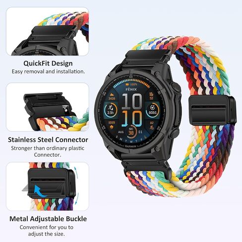 26mm Quickfit Watch Band متوفرة مع Garmin Fenix ​​8 Amoled 51mm/7x Pro/7x/6x Pro/6x ، حزام بديل منسوج من النايلون لـ Enduro 3/Descent Mk3i/Instinct 2x/Tactix 7/Quatix 7x in Kuwait