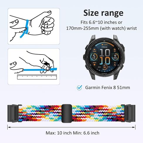 26mm Quickfit Watch Band متوفرة مع Garmin Fenix ​​8 Amoled 51mm/7x Pro/7x/6x Pro/6x ، حزام بديل منسوج من النايلون لـ Enduro 3/Descent Mk3i/Instinct 2x/Tactix 7/Quatix 7x in Kuwait