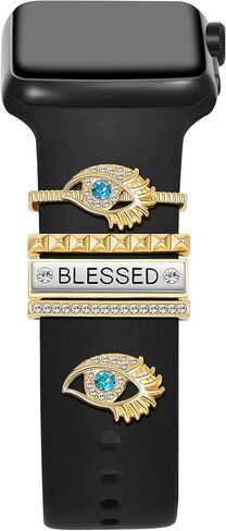 5pcs Rhinestone Watch Strap Charms Watchband Ring Loops Watch Band Decor Studs Decorative Charm For Apple iWatch Silicone Sport Band Smart Watch Silicone Watch Band Decoration Accessories (No Band) in Saudi Arabia