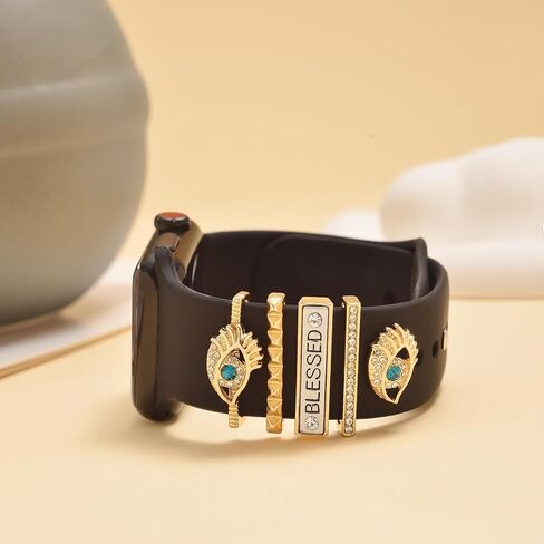 5pcs Rhinestone Watch Strap Charms Watchband Ring Loops Watch Band Decor Studs Decorative Charm For Apple iWatch Silicone Sport Band Smart Watch Silicone Watch Band Decoration Accessories (No Band) in Saudi Arabia