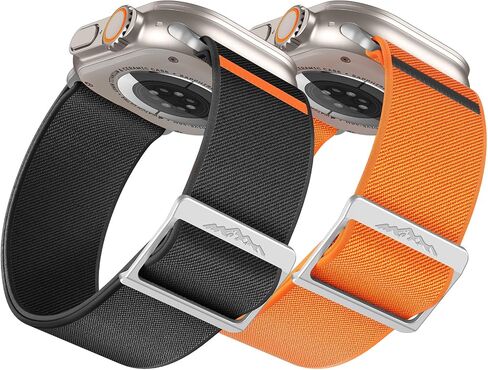 2 Pack Stretchy Nylon Band Compatible with Apple Watch Ultra 2/Ultra 49mm,46mm/45mm/44mm/42mm/41mm/40mm/38mm,Wide Soft Solo Loop Replacement Strap for iwatch Series 10/9/8/7/6/5/4/3/2/1 SE Women Men in Saudi Arabia