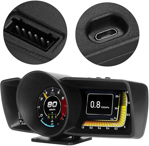 Car Dashboard, OBD2 Gauge HUD + Universal GPS Speedometer 3 LCD Screen Multifunction Digital Speed Meter, Speed KM/H Voltage Oil Temperature Pressure OBDii Faulty Code, for in Kuwait