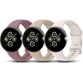 3-Pack Bands for Google Pixel Watch 3 41mm / Pixel Watch 2 Band/Pixel Watch Bands Women Men, Soft Silicone Sport Wristbands Replacement Straps for Google Pixel Watch 3 41mm/Pixel Watch 2/Pixel Watch