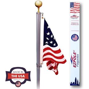 Defender Inground Flag Pole Kit For Outdoors Heavy Duty-Winds To 130 Mph. Dual Flag Pole Holder For Outside House-Made In USA-Home Camper Beach-Includes Pole Flag Ground Sleeve Hardware (21 ft)