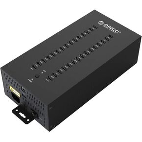 ORICO 30-Port Industrial-Grade USB 2.0 Hub with 300W Power Supply, Smart Charging Station, Wall/Rack Mountable, Full Metal Case for Offices, Workshops & Labs