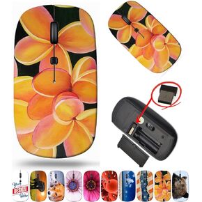 maizi Mouse Wireless for Mac Computer Personal Laptop, Mice Wireless Image ID: 17647131 Orange prumeria Flowe Travel Mouse 2.4G USB Receiver Made in The USA