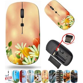 maizi Mouse Wireless for Mac Computer Personal Laptop, Mice Wireless Image ID: 20017853 Floral Background Dai Portable 2.4G USB Receiver Production in USA
