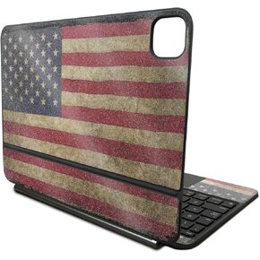Glossy Glitter Skin Compatible with Apple Magic Keyboard for iPad Pro 11‑inch (M4) 2024 - Vintage Flag - Premium 3M Vinyl Protective Decal Cover - Easy to Apply | Crafted in The USA by MightySkins