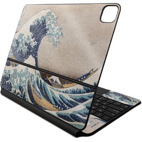 Glossy Glitter Skin Compatible with Apple Magic Keyboard for iPad Air 13-inch (M2) 2024 - Great Wave of Kanagawa - 3M Vinyl Protective Decal Cover - Easy to Apply | Crafted in The USA by MightySkins