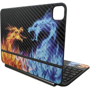 Carbon Fiber Skin Compatible with Apple Magic Keyboard for iPad Pro 11‑inch (M4) 2024 - Dueling Dragons - Premium 3M Vinyl Protective Decal Cover - Easy to Apply | Crafted in The USA by MightySkins