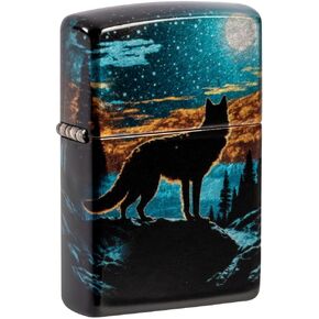 Zippo Moonlight Wolf Design 540 Tumbled Chrome Pocket Lighter