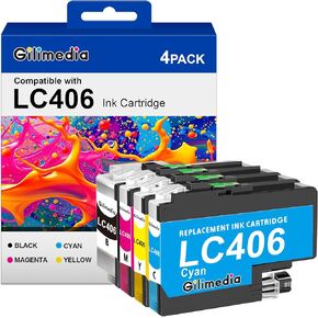 LC406 Ink Cartridges Replacement for LC406 Ink Cartridges for Brother Printer Compatible with MFC-J4535DW MFC-J5855DW MFC-J4335DW MFC-J6555DW (4 Pack LC406 Ink)